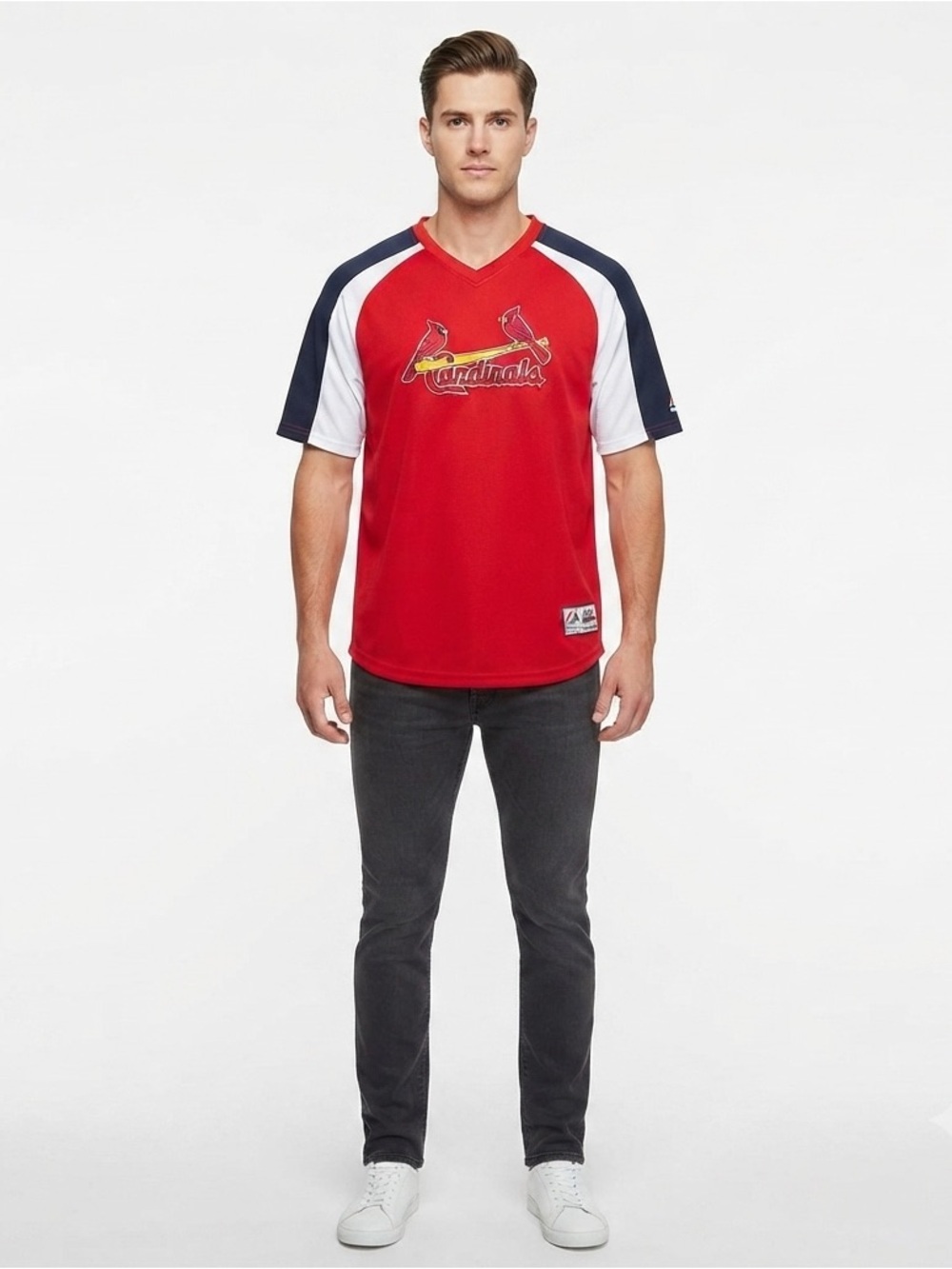Majestic St Louis Cardinals Stitched on Logos Jersey Large